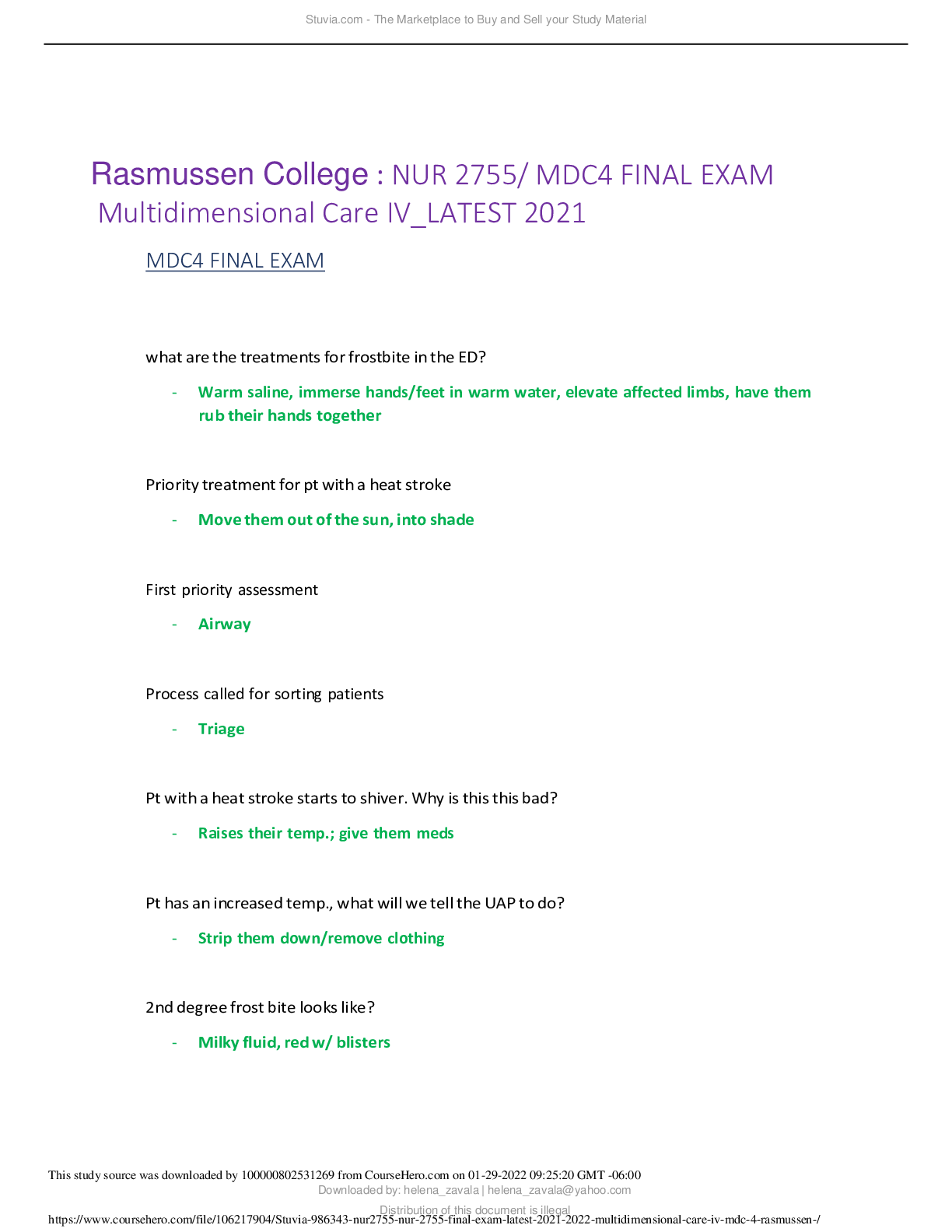 Preview image for Rasmussen College : NUR 2755/ MDC4 FINAL EXAM  Multidimensional Care IV_LATEST 2021,100% CORRECT